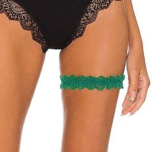 FREE PEOPLE x WE ARE HAH One & Done Garter Headband Scrunchie Emerald Green NEW